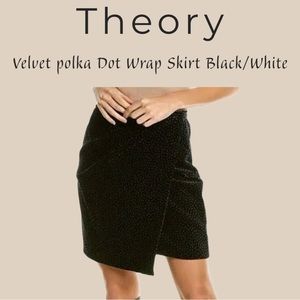 Theory Velvet polka Dot Wrap Skirt Black/White